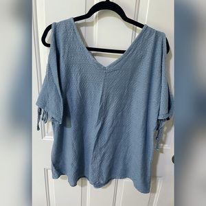 Blue Cold Shoulder Top